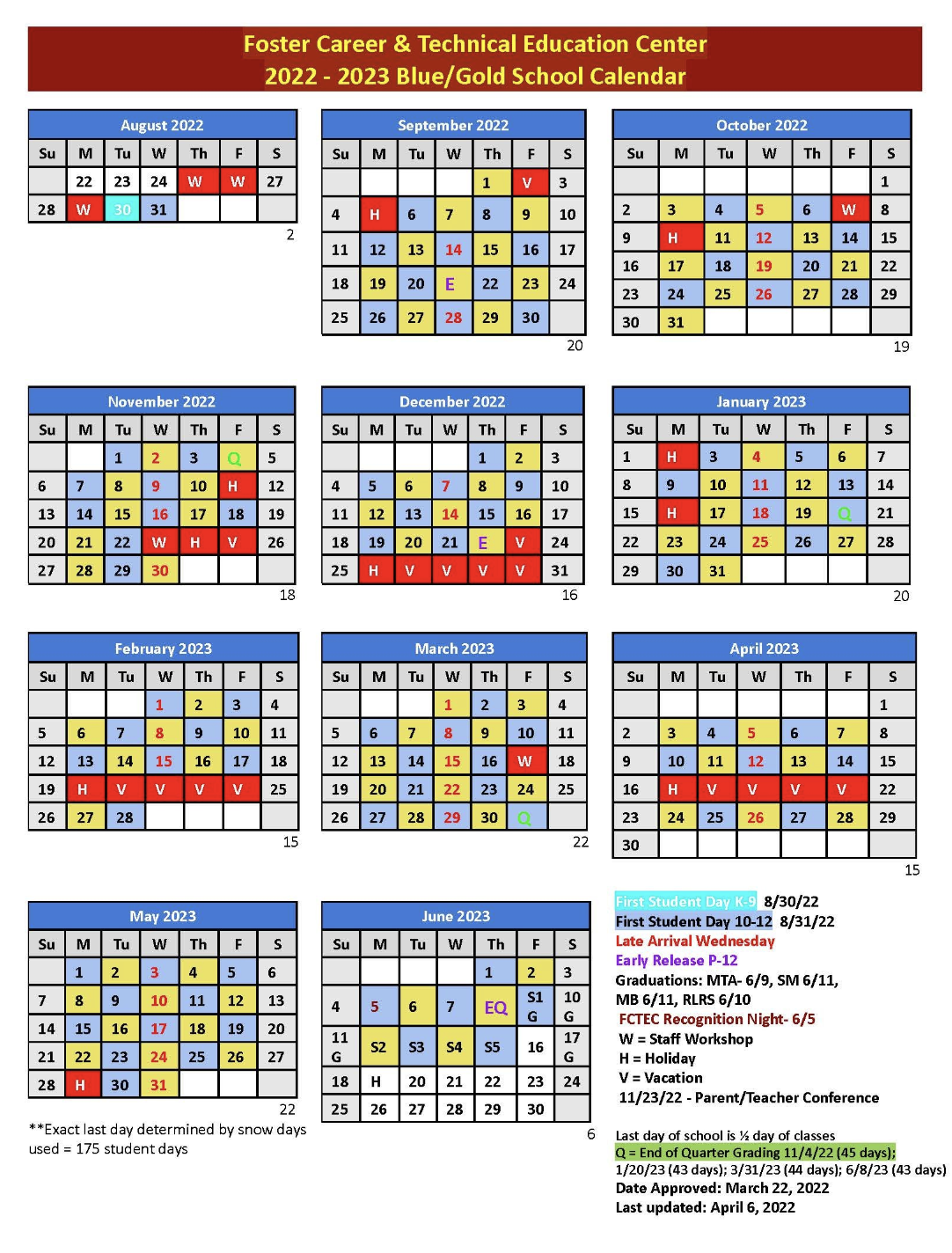 Foster CTE Calendar - Rangeley Lakes Regional School
